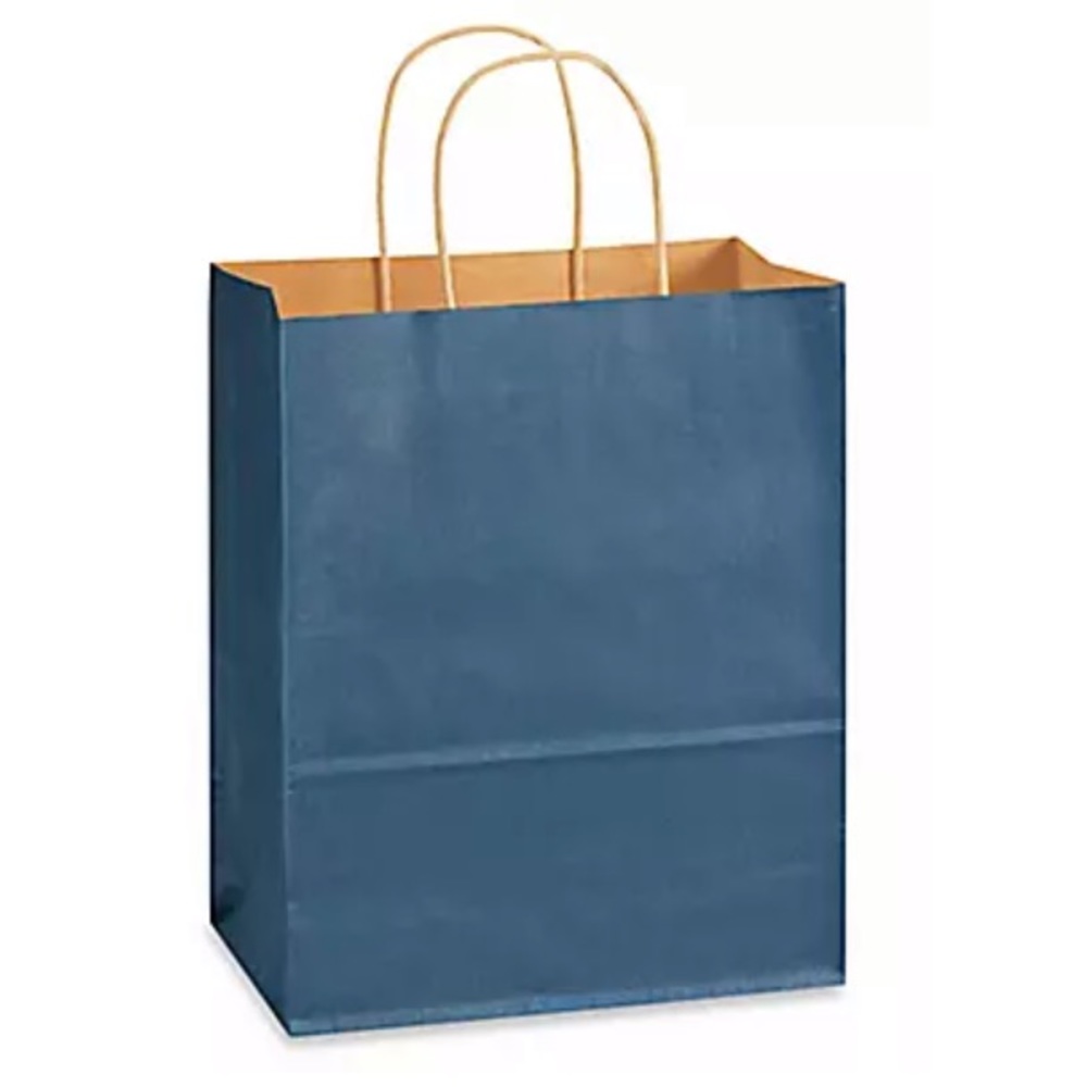 Navy Blue Kraft Tinted Paper Gift Shopping Bags 12 Pack CUB 8X4X10 Dozen